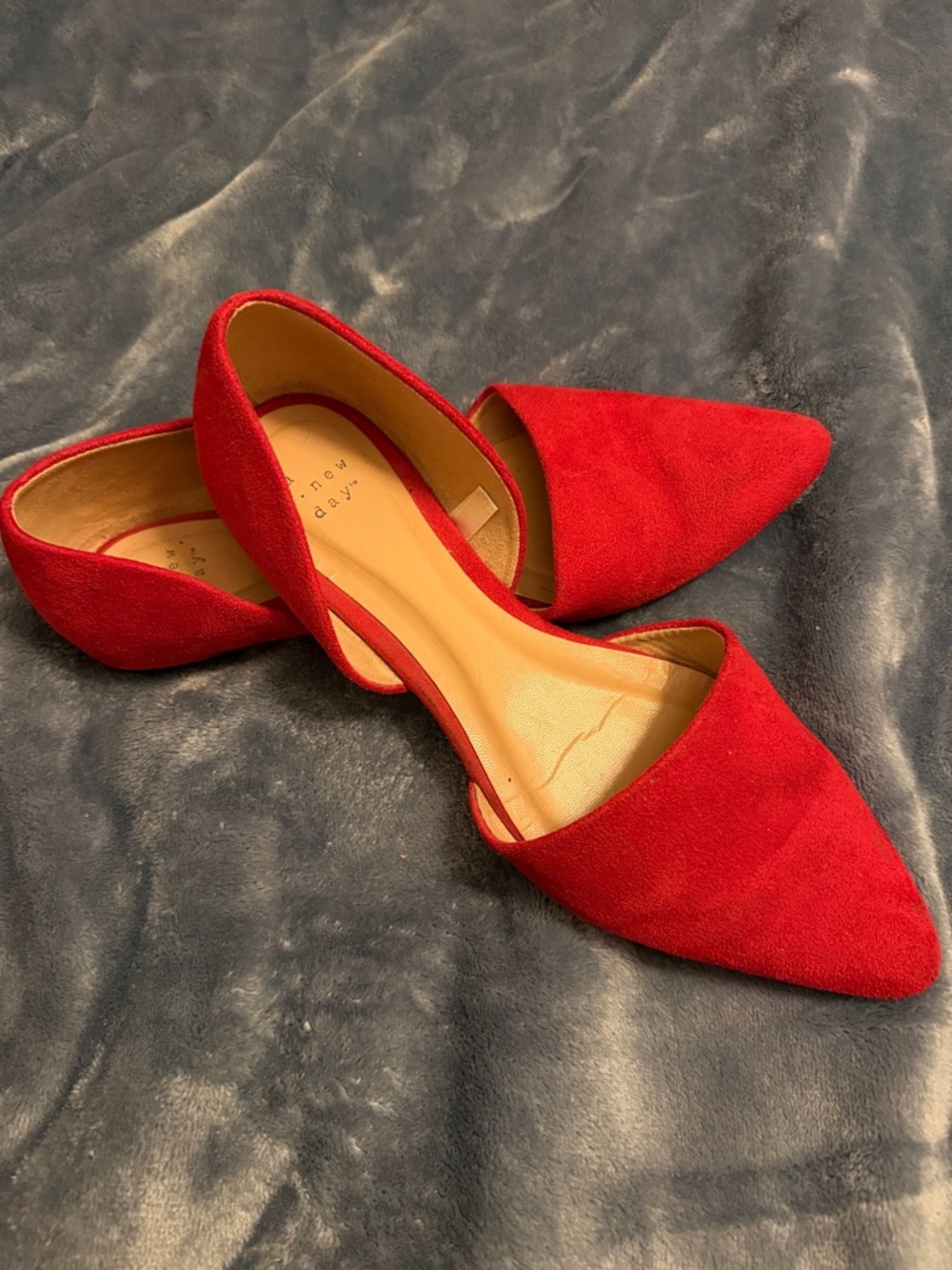 Pointed Toe Flats in Red
